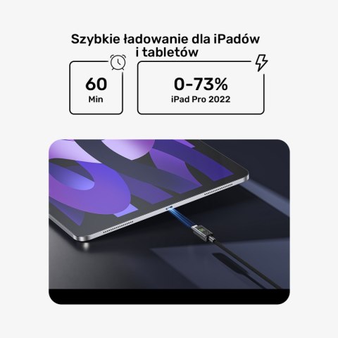 Unitek Przewód USB-C PD 60W 480Mbps z wyświetlaczem 3m z oplotem czarny