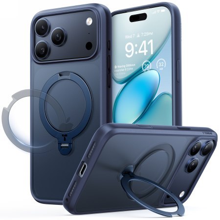 TORRAS Ostand Spin - etui do iPhone 17 Pro Max kompatybilne z MagSafe (midnight blue)