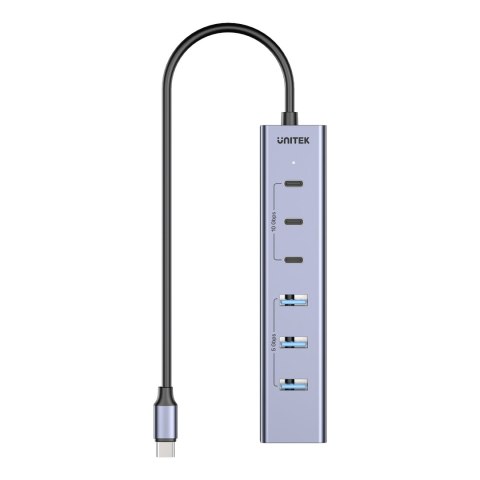 Unitek Aktywny Hub USB-C 3x USB-C 10Gbps 4x USB-A 5 Gbps z zasilaczem