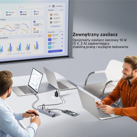Unitek Aktywny Hub USB-C 3x USB-C 10Gbps 4x USB-A 5 Gbps z zasilaczem