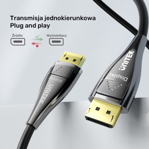 Unitek Kabel światłowodowy 8K Display Port 2.1 10m