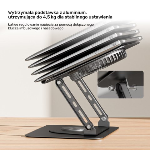 Unitek Podstawka chłodząca pod laptopa regulowana 360°, 8''- 17,3''