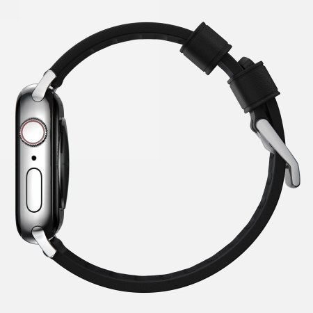 NOMAD Active Band Pro - wodoodporny skórzany pasek do Apple Watch 46mm/49mm (black active leather, silver hardware)