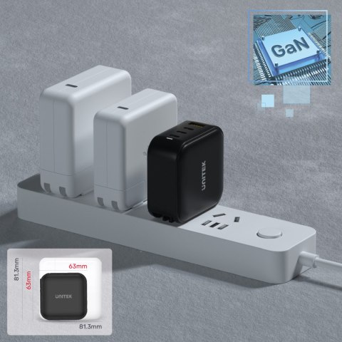 Unitek Ładowarka GaN 4 porty, PD 100W QC3.0