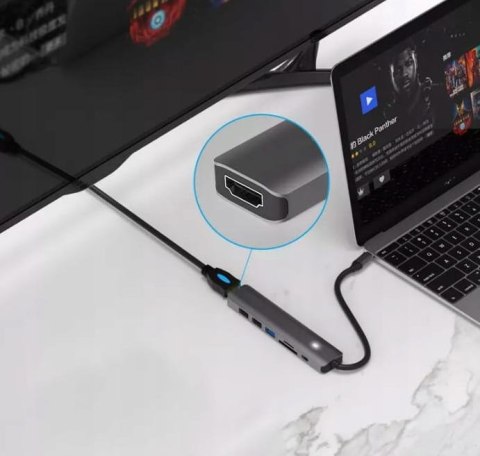 HUB ADAPTER USB-C 7w1 HDMI 4K USB 3.0 SD PD Zenwire BS-HC703