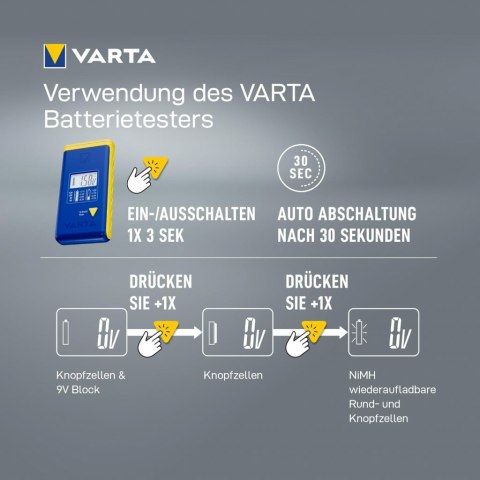 TESTER BATERII Miernik VARTA LCD AAA AA 9V GUZIKOWE