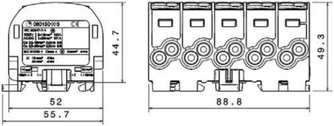 Blok rozdzielczy - odgałęźny Al/Cu 80150 SIMBLOCK szary SCB 25-5X 81500002
