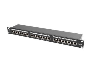 Lanberg Patch Panel 24 Port 1U Kat.6 czarny ekranowany