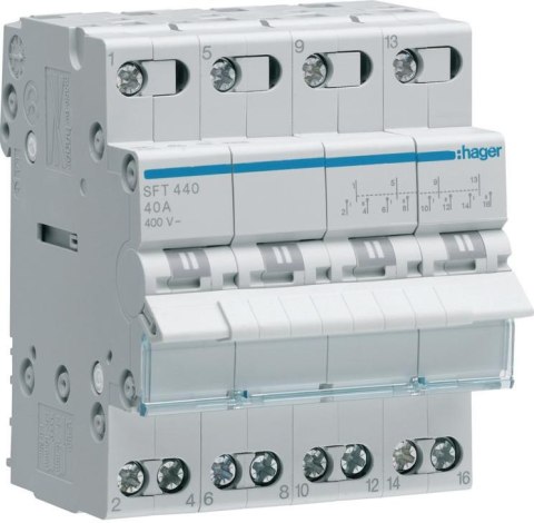 Modułowy przełącznik instalacyjny I-0-II 4P 40A 400VAC Hager SFT440