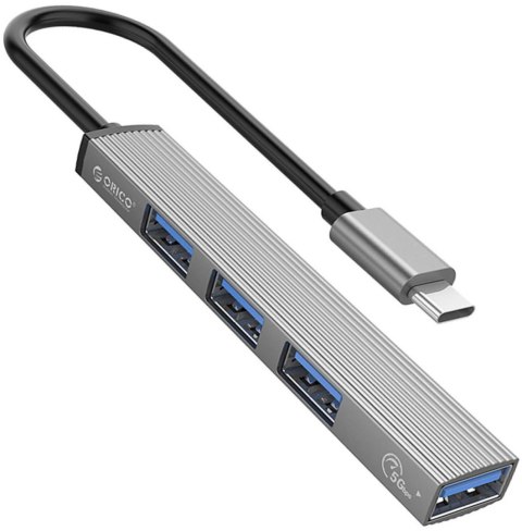 Orico Hub USB-C, USB-A 5Gbps, 3*USB-A 2.0, aluminiowy