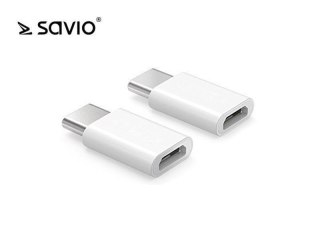 Adapter USB Savio AK-30/W Micro-USB 2.0 A/F - USB 3.1 C/M, biały