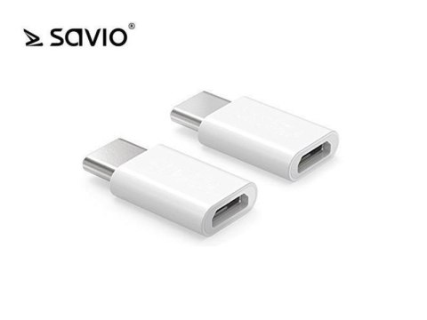 Adapter USB Savio AK-30/W Micro-USB 2.0 A/F - USB 3.1 C/M, biały