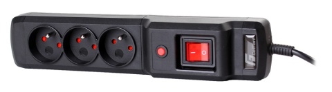 Listwa zasilająca antyprzepięciowa Getfort 3A 3m Czarna