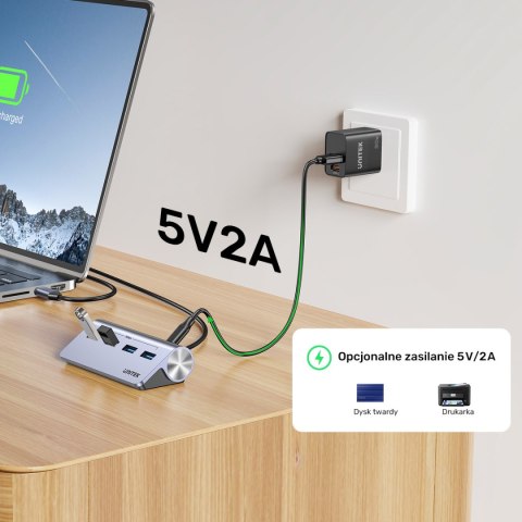 Unitek Ergonomiczny hub USB-C | 4x USB-A | 5Gbps
