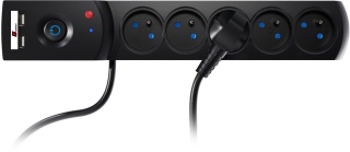 Listwa zasilająca antyprzepięciowa Getfort 5P 1,5m Czarna USB