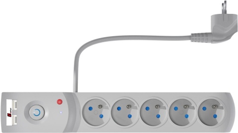 Listwa zasilająca antyprzepięciowa Getfort 5P 3m Szara USB