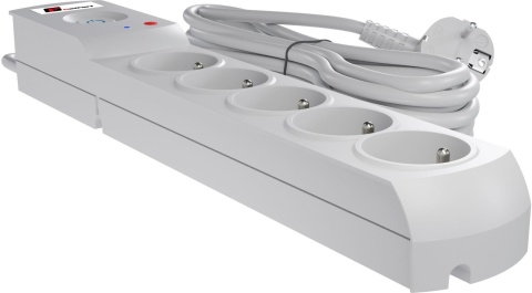 Listwa zasilająca antyprzepięciowa Getfort 5P 3m Szara