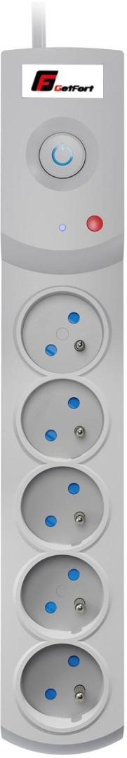Listwa zasilająca antyprzepięciowa Getfort 5P 5m Szara