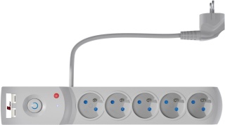 Listwa zasilająca antyprzepięciowa Getfort 5P 1,5m Szara USB