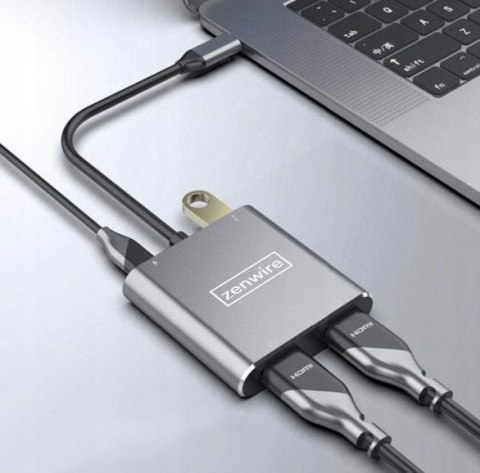 ADAPTER HUB Przejściówka USB- C 4W1 2x HDMI 4K USB 3.0 Zenwire BYL-2309