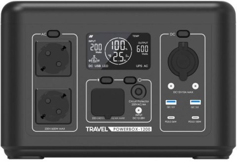 Przenośna stacja zasilania Volt Polska TRAVEL POWERBOX 1200 (600W) 512Wh