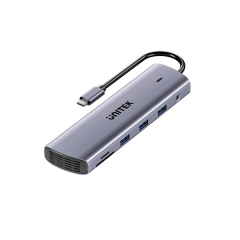Unitek Hub USB-C 11w1 z obsługą dwóch monitorów | 4K@30Hz | RJ45 | PD 100 W | SD i microSD