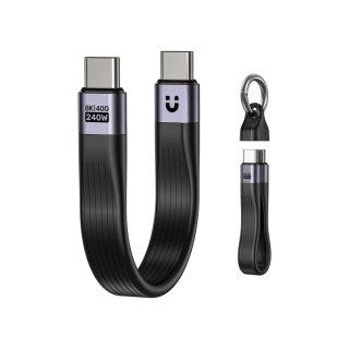Unitek Kabel USB-C w formie breloka | USB4 | 40 Gb/s | 240W PD 8K | 13 cm, czarny
