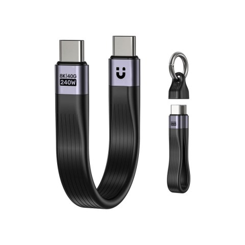 Unitek Kabel USB-C w formie breloka | USB4 | 40 Gb/s | 240W PD 8K | 13 cm, czarny