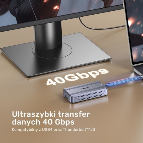 Unitek Kabel USB-C w formie breloka | USB4 | 40 Gb/s | 240W PD 8K | 13 cm, czarny
