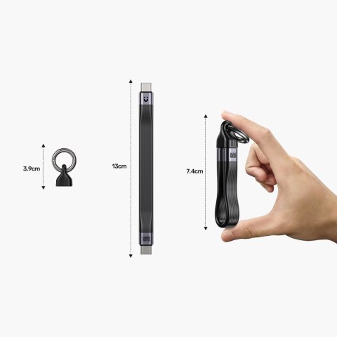 Unitek Kabel USB-C w formie breloka | USB4 | 40 Gb/s | 240W PD 8K | 13 cm, czarny