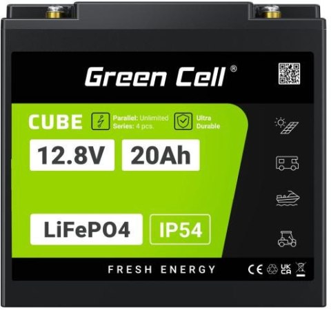 AKUMULATOR LITOWO-ŻELAZOWO-FOSFORANOWY LiFePO4 Green Cell Cube 12.8V 20Ah LFPGC12V20AH