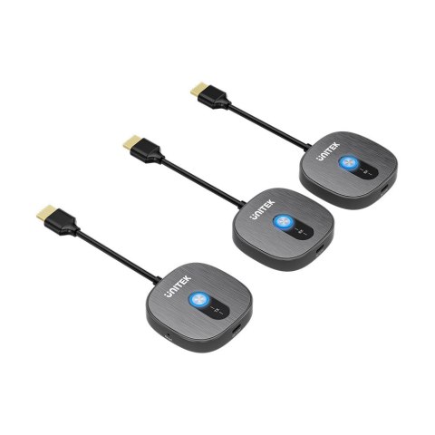 Unitek Bezprzewodowy transmiter HDMI 1080p, 1 nadajnik + 2 odbiorniki, czarny