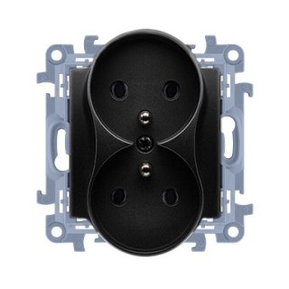 KONTAKT SIMON 10 MODUŁ CZARNY MAT GNIAZDO 2X Z/U ZACISKI ŚRUBOWE 16A 250V