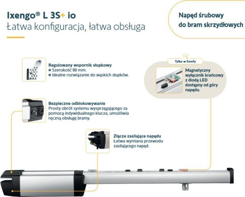 Zestaw Somfy Ixengo L 3S+ IO Standard Pack do 8m bram dwuskrzydłowych