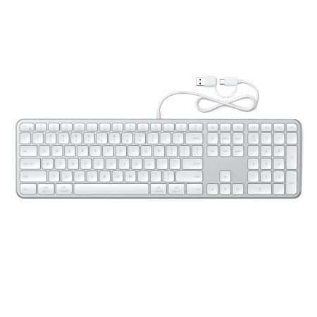 Satechi Slim LX3 Wired - klawiatura USB-C/USB-A z układem numerycznym i przełącznikiem trybu Mac/Windows (silver)
