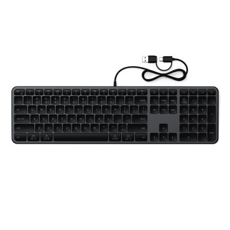 Satechi Slim LX3 Wired - klawiatura USB-C/USB-A z układem numerycznym i przełącznikiem trybu Mac/Windows (space black)