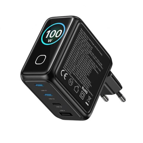 Unitek Ładowarka GaN z wyświetlaczem | 100W | 3xUSB-C | 1xUSB-A | PD3.0 | QC4.0