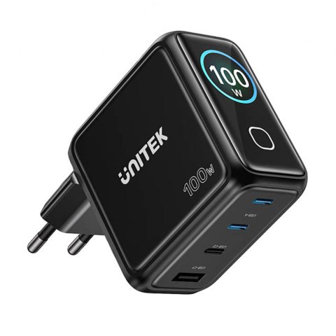 Unitek Ładowarka GaN z wyświetlaczem | 100W | 3xUSB-C | 1xUSB-A | PD3.0 | QC4.0