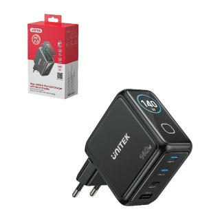 Unitek Ładowarka GaN z wyświetlaczem | 140W | 3xUSB-C | 1xUSB-A | PD3.0 | QC4.0