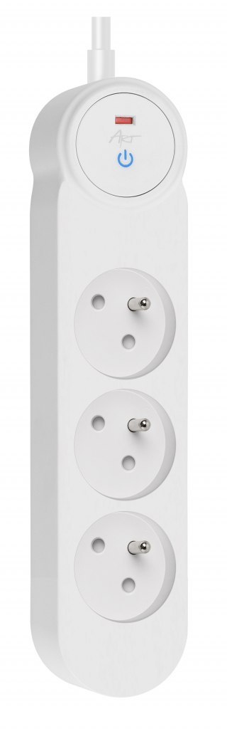 Przedłużacz ART" z wyłącznikiem-3 gniazda-biały-1,5m-16A-3x1,5mm2