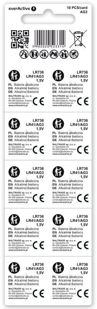 Bateria AG3 / G3 / LR736 / LR41 everActive 1,5V (blister 10 szt.)