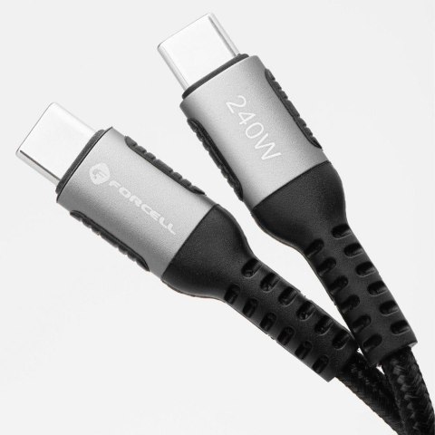 KABEL USB-C / USB-C Forcell F-Energy Cafule 120 cm 240 W 5A PD QC 4.0 CZARNY W OPLOCIE