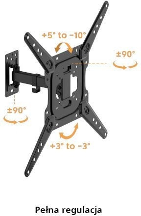 Uchwyt TV Getfort LED/LCD 23-65 cali 30kg Vesa 400x400 Full-Motion