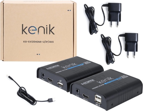 Extender HDMI Kenik KG-EX120HDMI-U/IP/4K6 wideo + myszka po skrętce