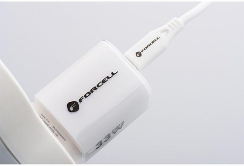 ŁADOWARKA SIECIOWA Forcell F-Energy GaN III VT-41 33 W 1x USB-C 1x USB-A PD 3.0 QC 4.0 BIAŁA