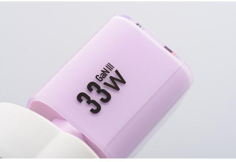 ŁADOWARKA SIECIOWA Forcell F-Energy GaN III VT-41 33 W 1x USB-C 1x USB-A PD 3.0 QC 4.0 FIOLETOWA