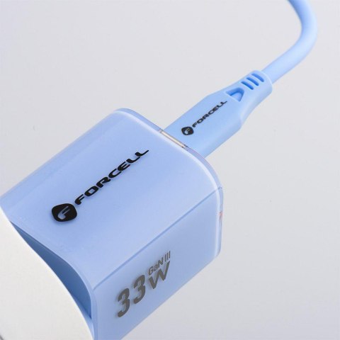 ŁADOWARKA SIECIOWA Forcell F-Energy GaN III VT-41 33 W 1x USB-C 1x USB-A PD 3.0 QC 4.0 NIEBIESKA