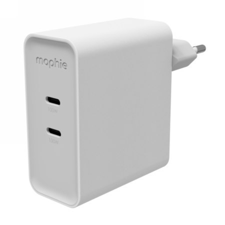 Mophie ROC GaN - ładowarka sieciowa, 2x USB-C, 100W (white)