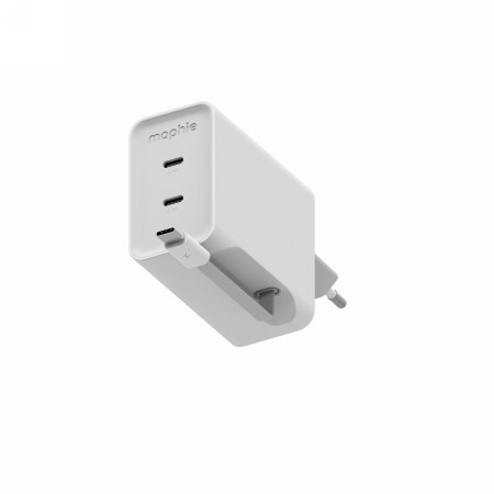 Mophie ROC GaN - ładowarka sieciowa, 2x USB-C, 67W ze zwijanym kablem (white)