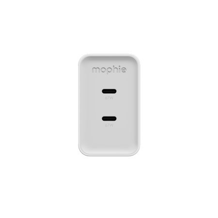 Mophie ROC GaN - ładowarka sieciowa, 2x USB-C, 67W ze zwijanym kablem (white)